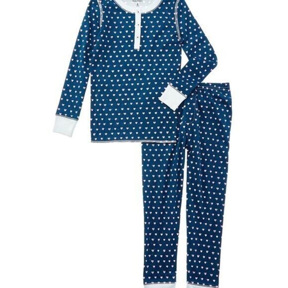 ROLLER RABBIT NWT BLUE Heart Cotton Long Sleeve Pajamas size 2
